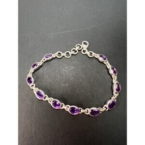 NEW sterling silver amethyst link bracelet